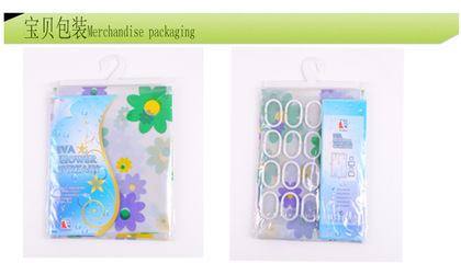 飛穹日用品批發2014淘寶熱銷爆款紫色花朵防水防霉PEVA浴簾詳解